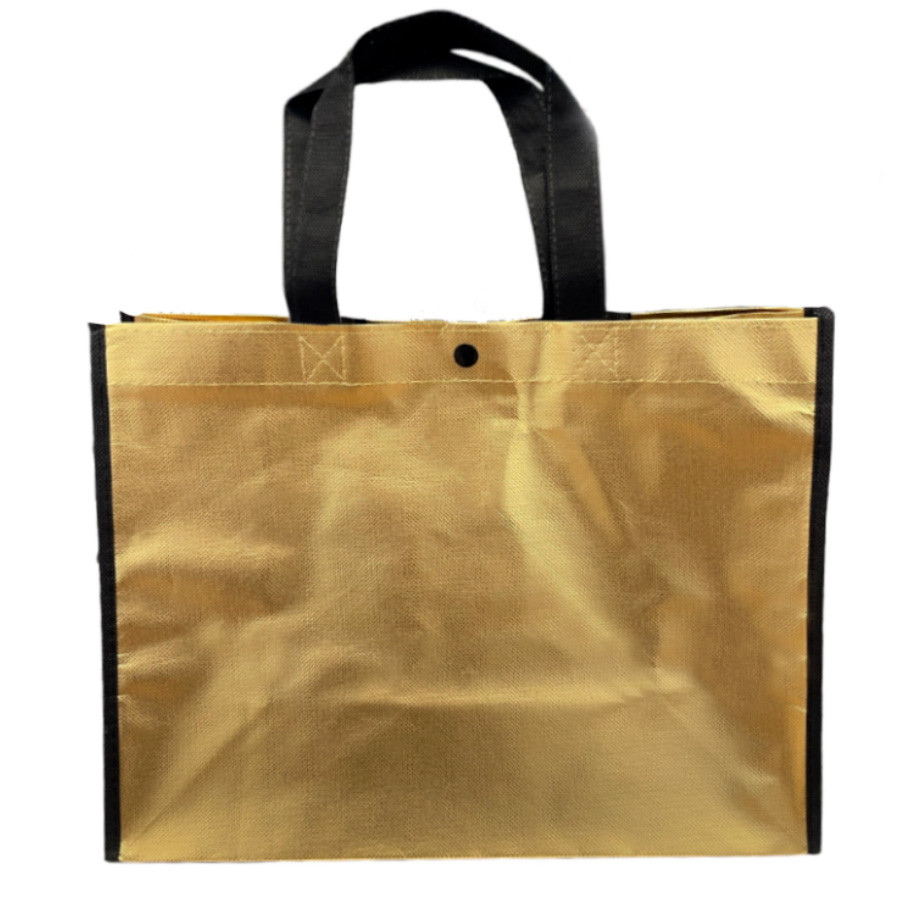 Sacola de Poliester Premium Metalizada com Botão - Dourada - 39x35x15cm - 1 unidade - Rizzo - Stationery