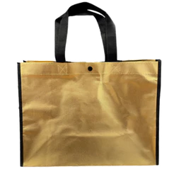 Sacola de Poliester Premium Metalizada com Botão - Dourada - 39x35x15cm - 1 unidade - Rizzo