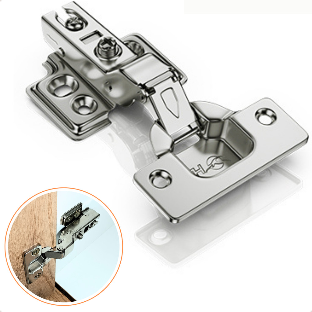 Kit 30 Dobradiça Curva de 35mm Para Armário Com Amortecedor calço fixo soft closing