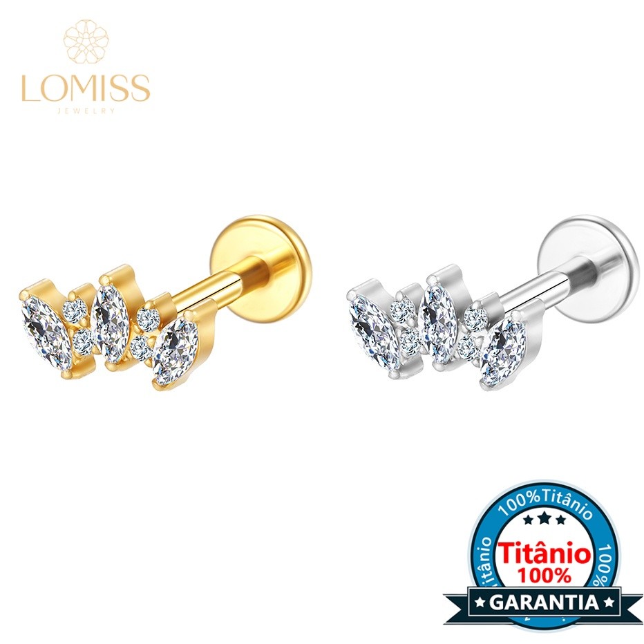 Piercing Labret Zircônia Redonda Titânio Rosca Interna | Helix, Tragus, Conch, Nariz, Boca-Medusa