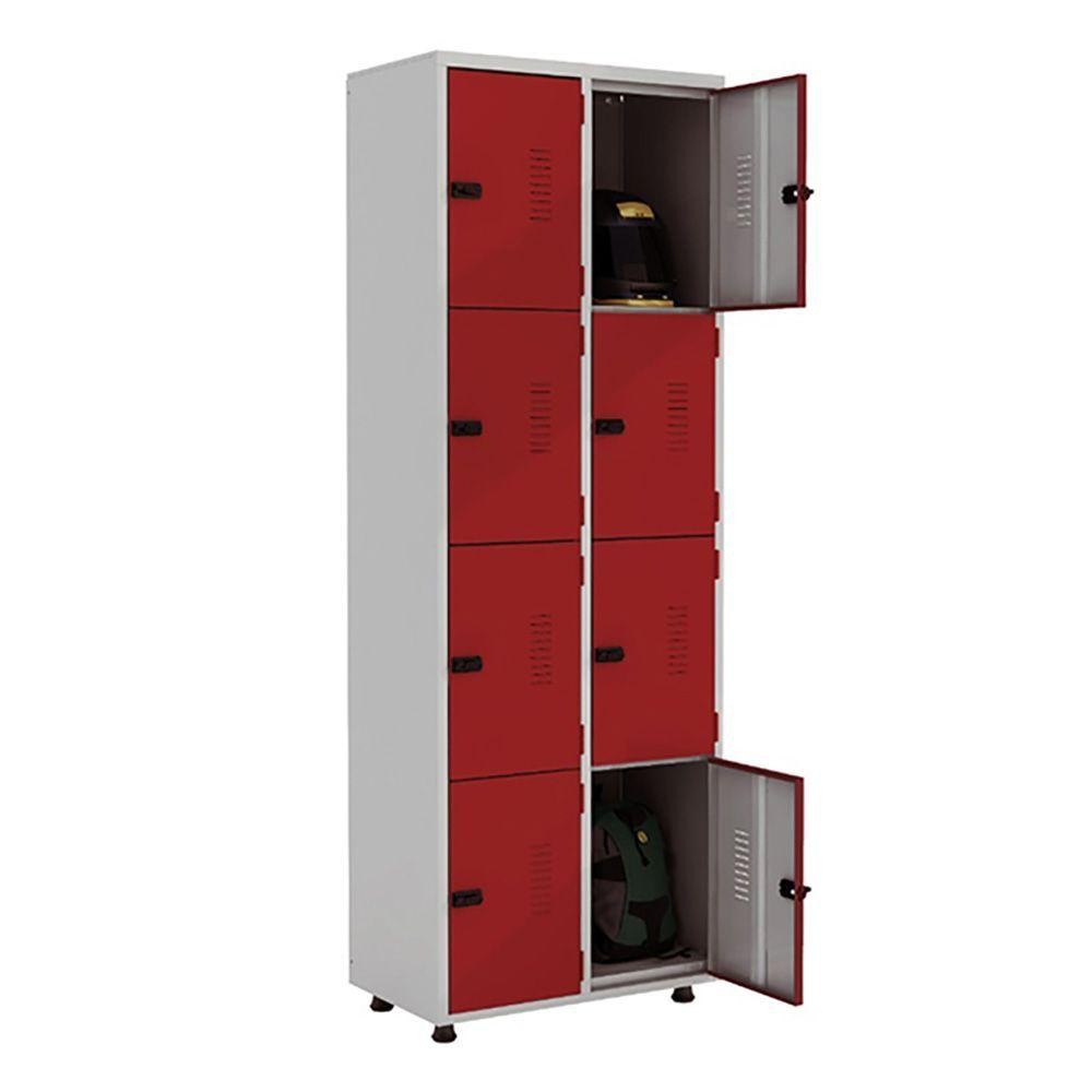 Armário Roupeiro Aço 8 Portas Guarda Volume Ea702 Vermelho em Oferta na Shopee
