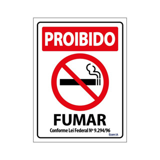Placa De Sinalização Proibido Fumar 15x20 Ecom IA - P-5/1 F9e em Oferta na Shopee