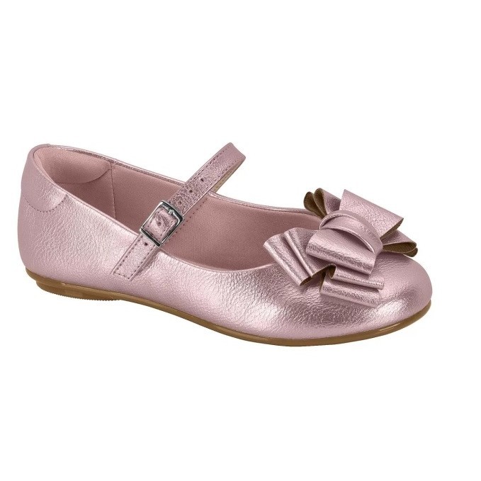 Sapatilha Infantil Molekinha Laço Metalizado Rosa 2083.1122 100% Original com Nota Fiscal e Garantia