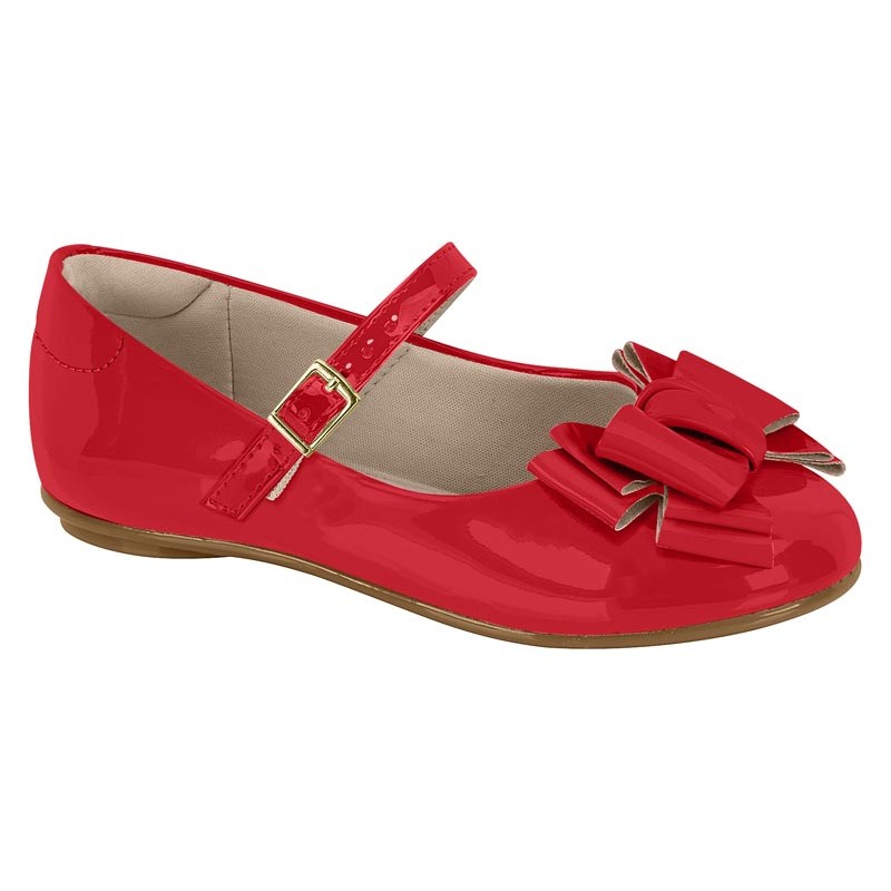 Sapatilha Infantil Molekinha Laço Verniz Vermelho 2083.1122 100% Original com Nota Fiscal e Garantia