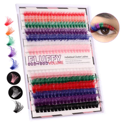 SHETZU Kit De Clusters De Cílios Coloridos De Alto volume Conjunto De Extensões Fofos 280 Peças De Maquiagem De cosplay De halloween Postiços