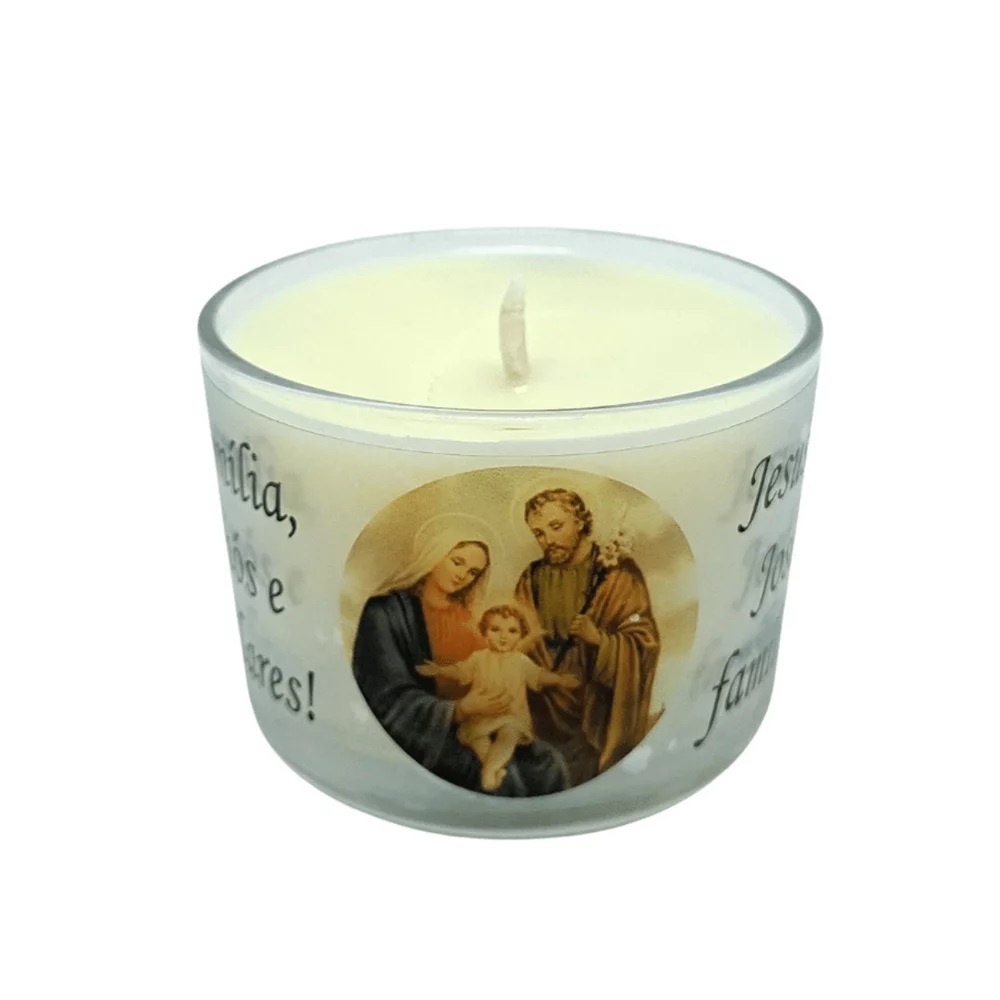 Vela Devocional Aromática Sagrada Família no Copo de Vidro