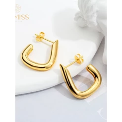 Brinco Anzol Delicado Elegante Antialérgico Lisa Folheado Ouro 18k a Platina