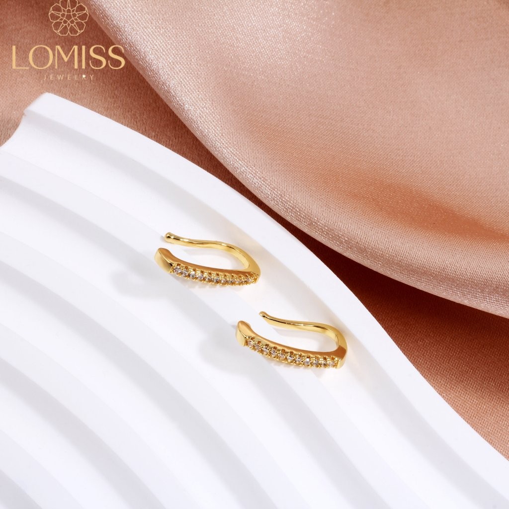 Brincos Femininos Delicado Elegante Antialérgico Zirconia Piercing Brincos Femininos Fake Folheado Ouro 18k a Platina Uma Fileira Cravejada