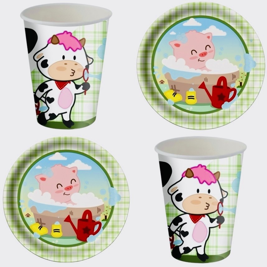 Kit Festa FAZENDINHA 8 Pratos + 8 Copos Descartável 200 Ml Papel - FESTCOLOR em Oferta na Shopee