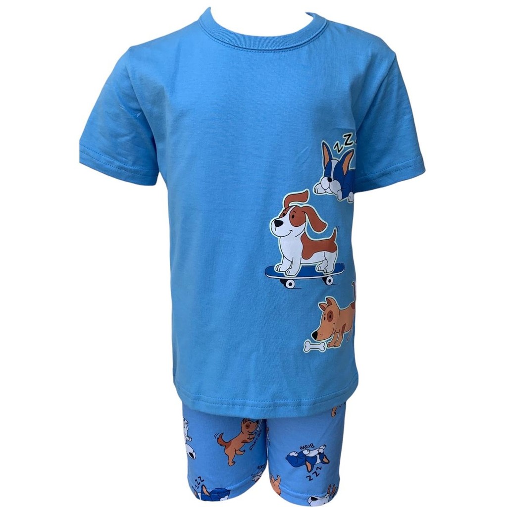 Pijama Menino Camiseta e Bermuda 100%Algodão Brilha no Escuro Kyly em Oferta na Shopee
