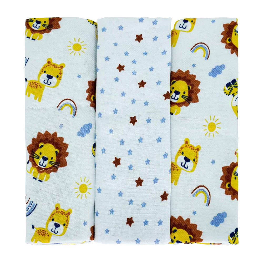 Kit Cueiro Bublim Rolinho Estampado Leão 100cm x 80cm - 3 Peças em Oferta na Shopee