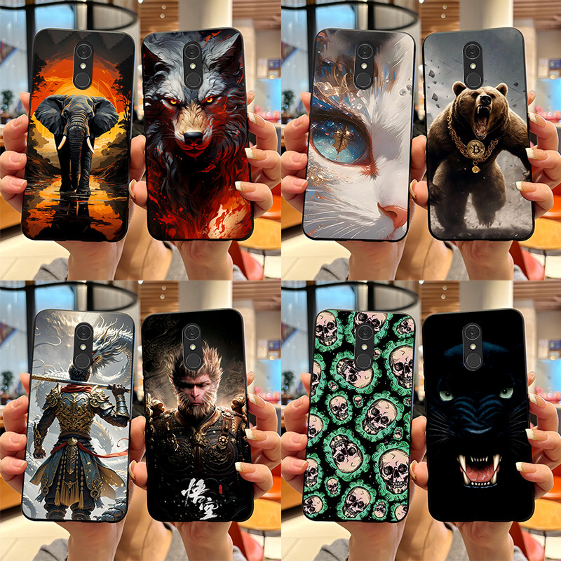 Capa Macia Para LG Q7/Q7 Plus Alpha/Estilo L-03K 5.5 " De Silicone Preto Mito Wukong Pintado Caixa De Telefone