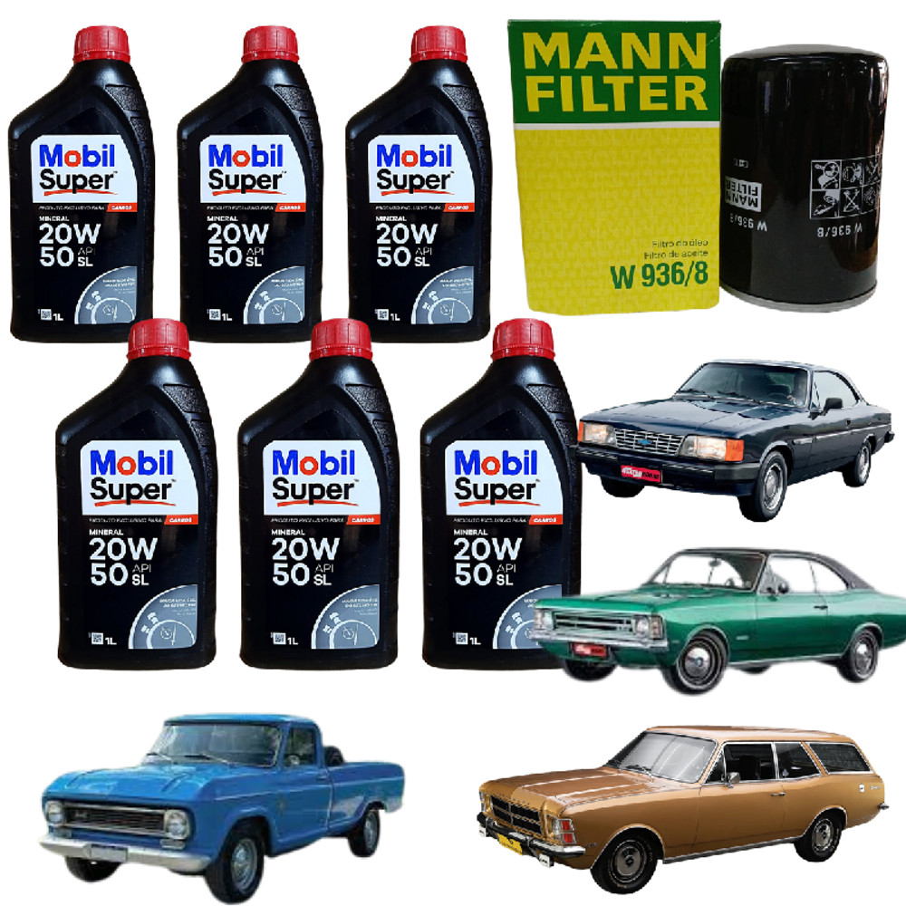 Kit Troca Óleo 20W50 Mobil GM 4.1 6cc Opala Caravan