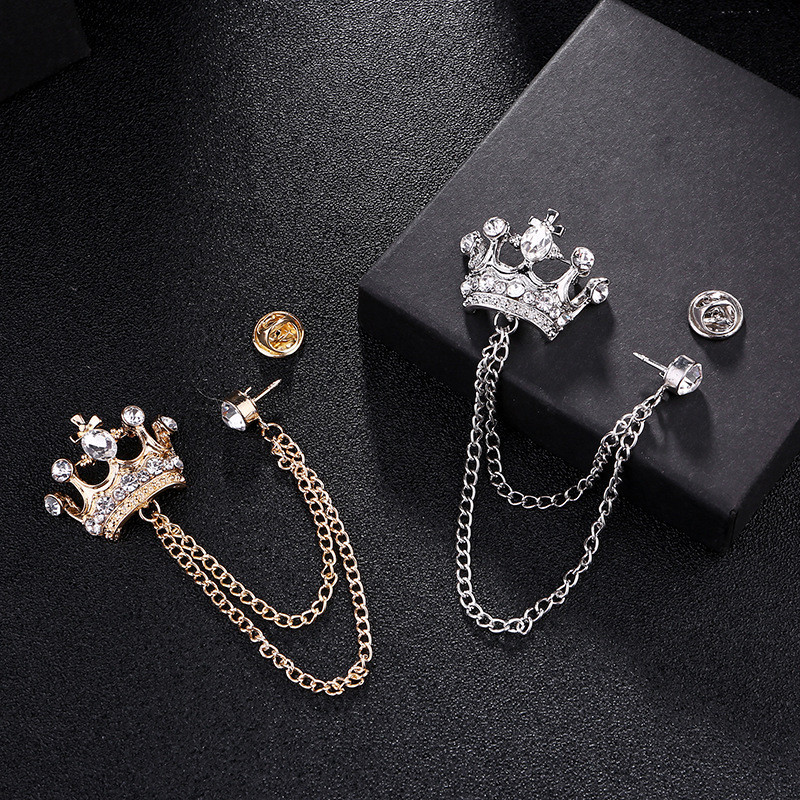 Moda Masculina Coroa Broche Terno Corrente Pino Crachá Feminino Corsage Acessórios De