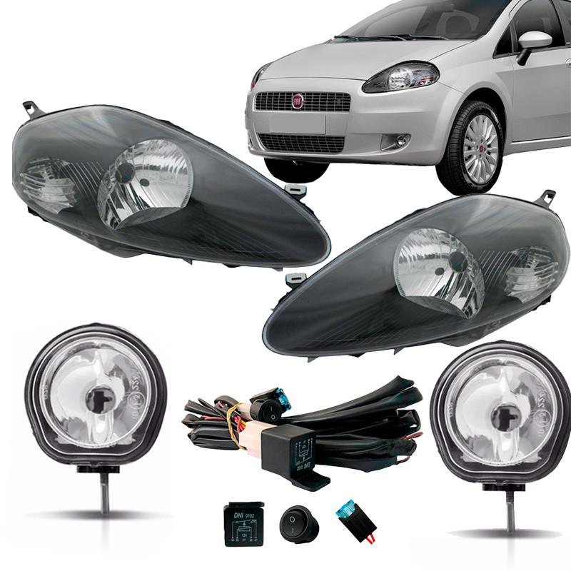 Par Farol Fiat Punto Máscara Negra 2008 Até 2012