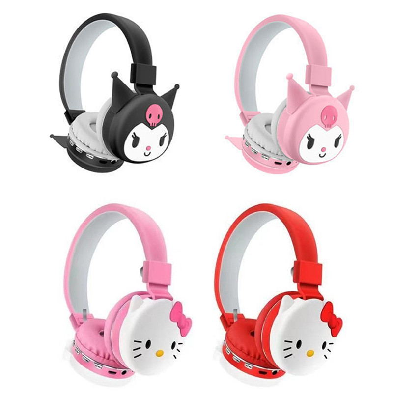 Sanrio Kuromi Kitty Cute Kids Fones De Ouvido Bluetooth Mickey Minnie Melody Stitch Rosa Sem Fio Meninas Meninos AH-806 Classe On-Line Jogo De Música Fone Para Crianças Presente De Natal