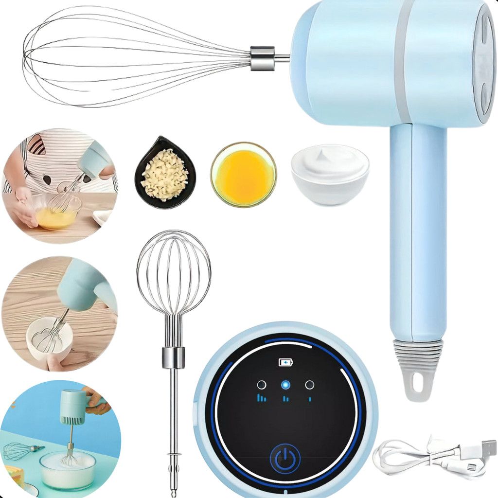 Mini Batedeira Elétrica Portátil Recarregável Mixer Misturador De Ovos Aço Inox
