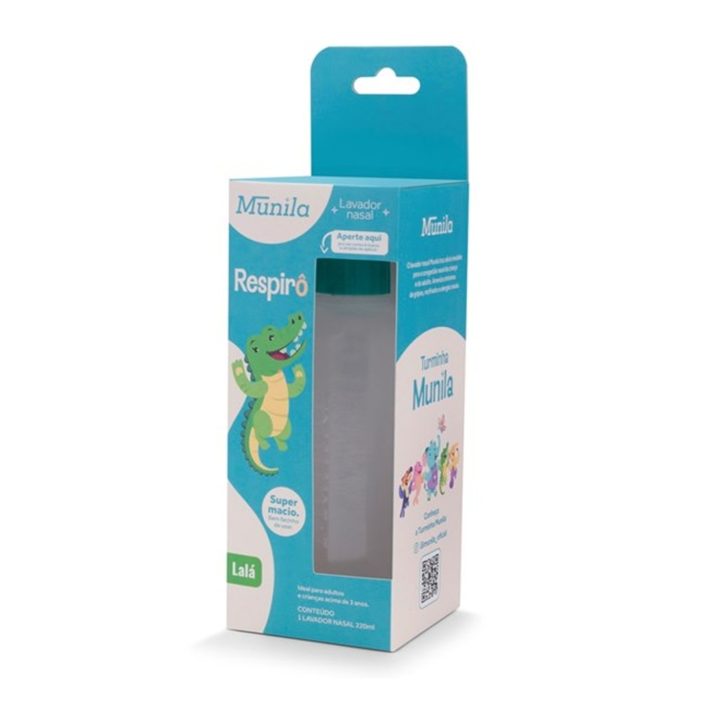Garrafa De Lavagem Nasal Criança Adulto Respirô Munila 220ml - Mom & Baby