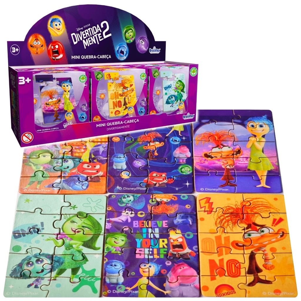 Kit 6 Mini Quebra-Cabeças Divertida Mente 2