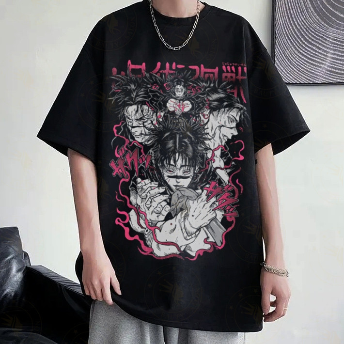 Camiseta Masculina Camisa Unissex Camiseta preta oversize Jujutsu Kaisen Satoru Gojo Choso Algodão Unissex Street