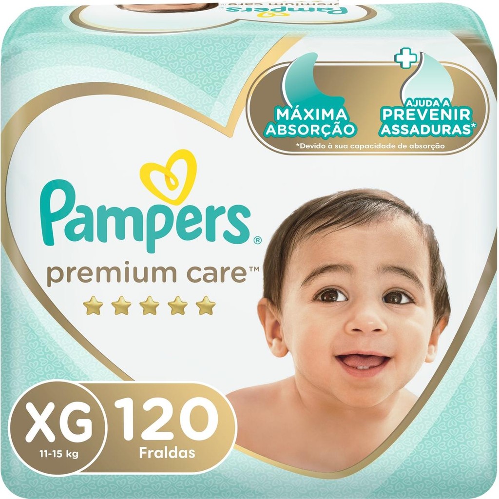 Fralda Pampers Premium Care Topíssima XG com 120un em Oferta na Shopee