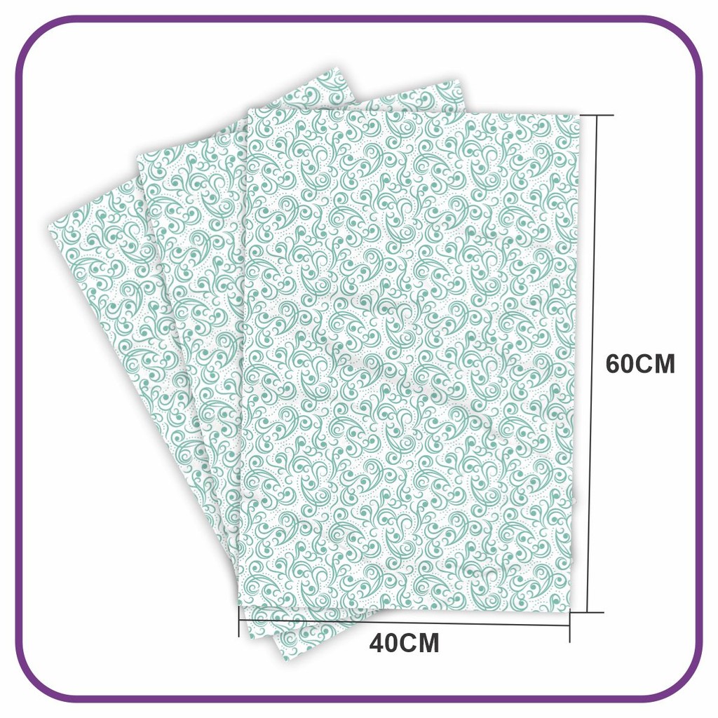 Papel Seda Premium Floral Verde Claro - 60x40cm 200 folhas