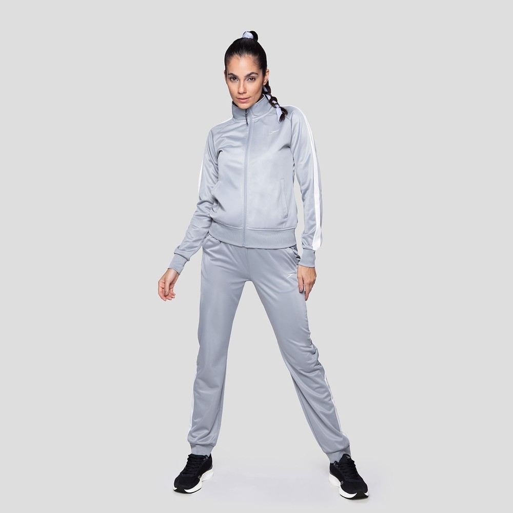Conjunto de Agasalho Feminino Basic Sports Speedo - CINZA BRANCO VAPOR em Oferta na Shopee
