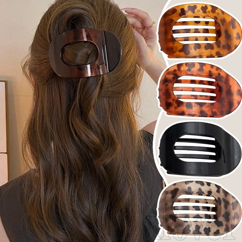 Garra De Cabelo Oval Fosca Com Estampa De Leopardo-Chapéu Para Meninas-Clipe De Rabo De Cavalo Alto-Presilhas Coreanas-A em Oferta na Shopee