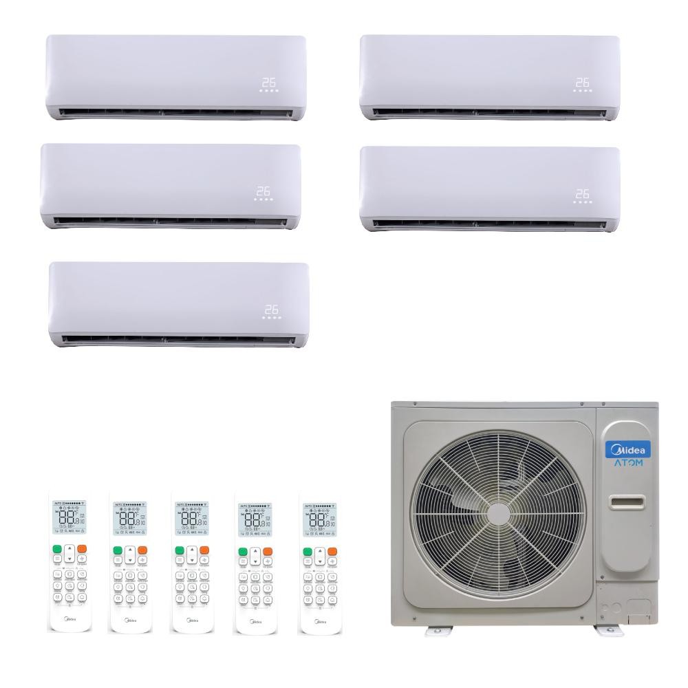 Ar Condicionado Multi Split Inverter Hi Wall Midea Atom 48000 BTUs (12000 + 4x 9000) Quente Frio - 220V