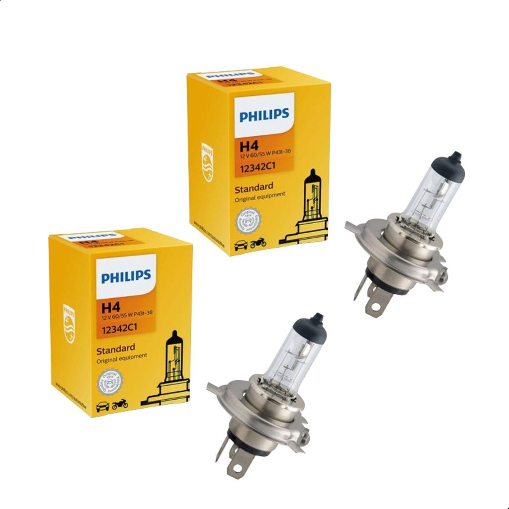 Par Lâmpada Philips Standard H4 Halógena 12V Amarela 12342C1 em Oferta na Shopee