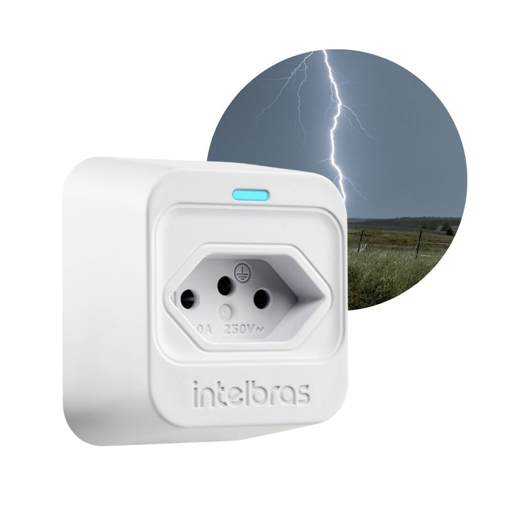 Anti Surto Tomada De Proteção Elétrica Bivolt Intelbras 10A EPS 301 Branco 1 Tomada Proteção Contra Curto Circuito