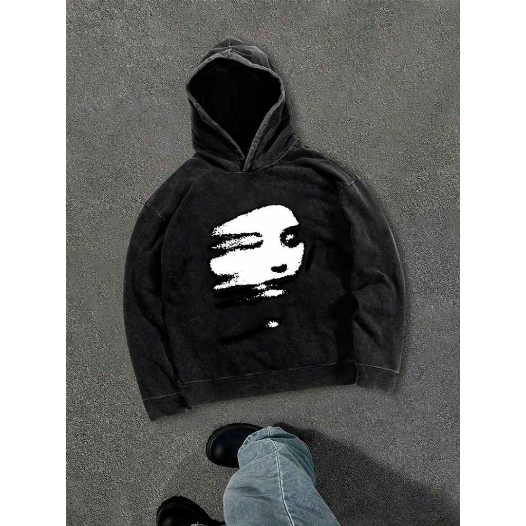 Moletom Canguru Masked Face Y2K 100% Algodão Streetwear