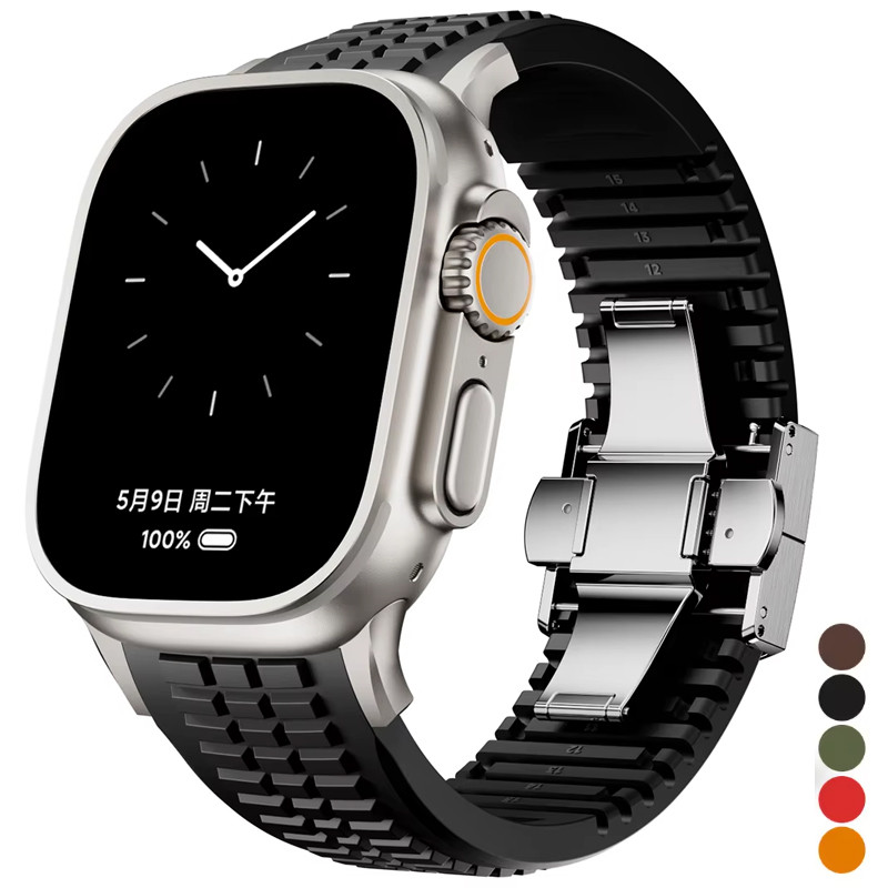 Pulseira Esportiva De Silicone Masculina , De Luxo Para Apple Watch Ultra 2 49mm 46mm 45mm 44mm iWatch Série 10 9 8 7 6 em Oferta na Shopee