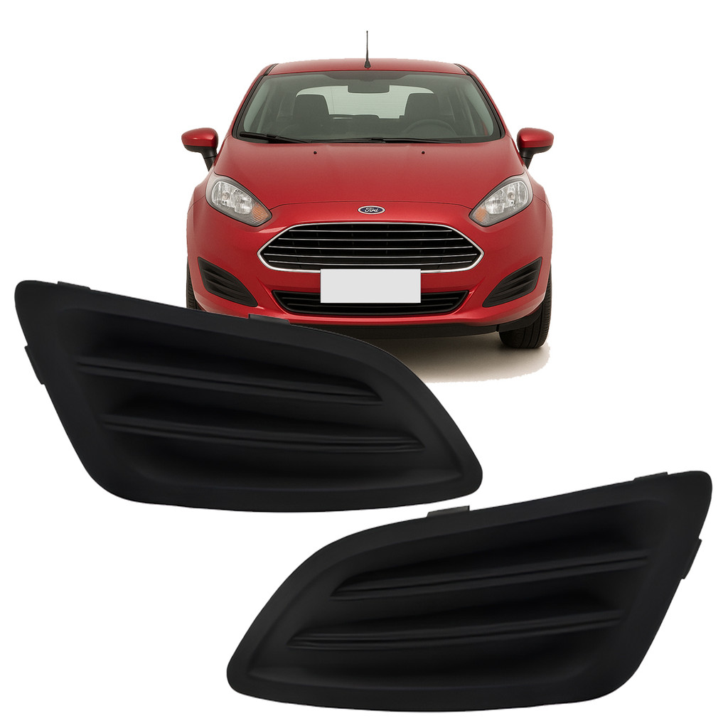 Grade Moldura Farol de Milha Preto Sem Furo New Fiesta 2014 2015 2016 2017