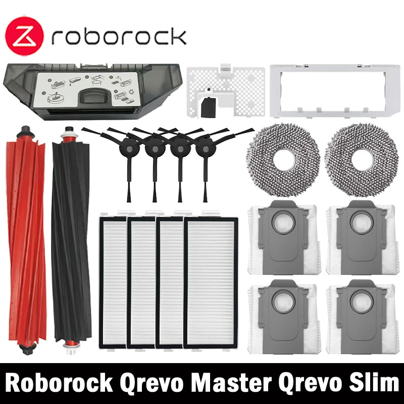Roborock Qrevo Master/Fino Robô Aspiradores De Pó Acessório Principal Escova Lateral Filtro Mop Panos Saco Peça Reposiçã
