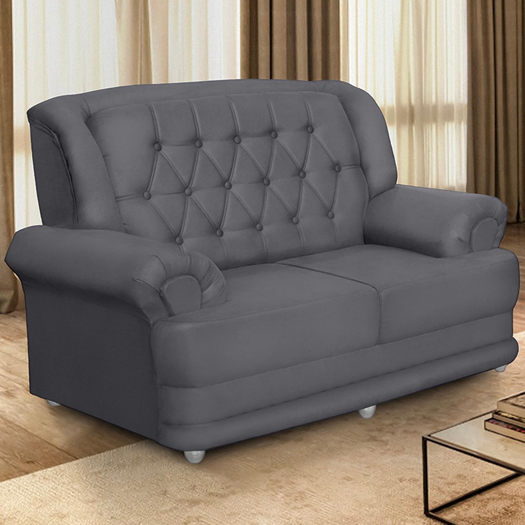 Sofá 1,50m 2 Lugares Suede Filadélfia Cinza