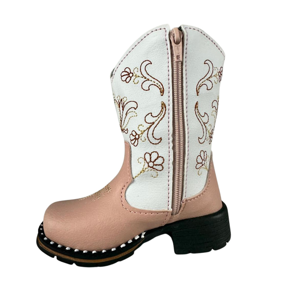 Detalhes do Bota Menina Zboots Country Infantil Com Bordado Florido