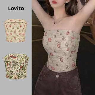 (Hot) Lovito Vintage Regata & Camisa Feminina Floral Com Zíper L45AD031 (Multicolorido) em Oferta na Shopee
