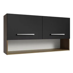 Armário Aéreo Cozinha 105cm 2 Portas 1 Nicho Rustic/preto Emilly Madesa Rustic/preto