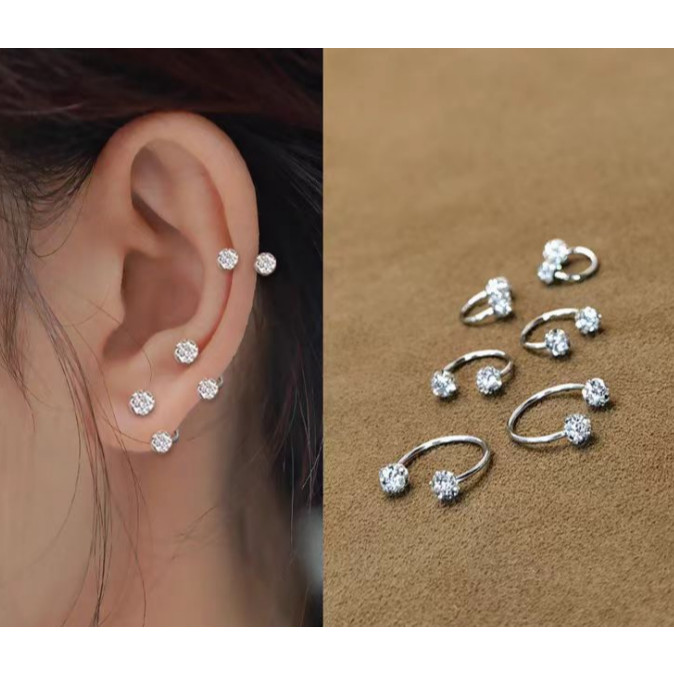 Kit 12/24/36/48/ Unidades Brincos de aço inoxidável femininos com unhas de osso super brilhantes e exclusivos/8mm em Oferta na Shopee