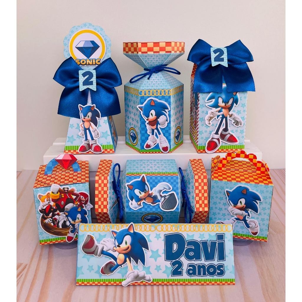 kit festa de aniversário Sonic aniversário lembrancinha caixinha personalizada