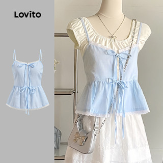 Lovito Top Casual Listrado Com Cadarço Verão/Primavera Regata Feminina L128ED141 em Oferta na Shopee