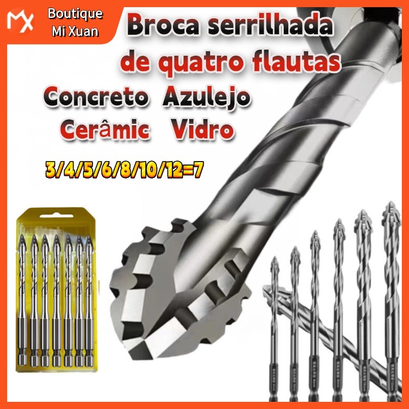 7 peças broca excêntrica serrilha Broca para concreto broca para porcelanato  Broca De Cerâmica Vidro