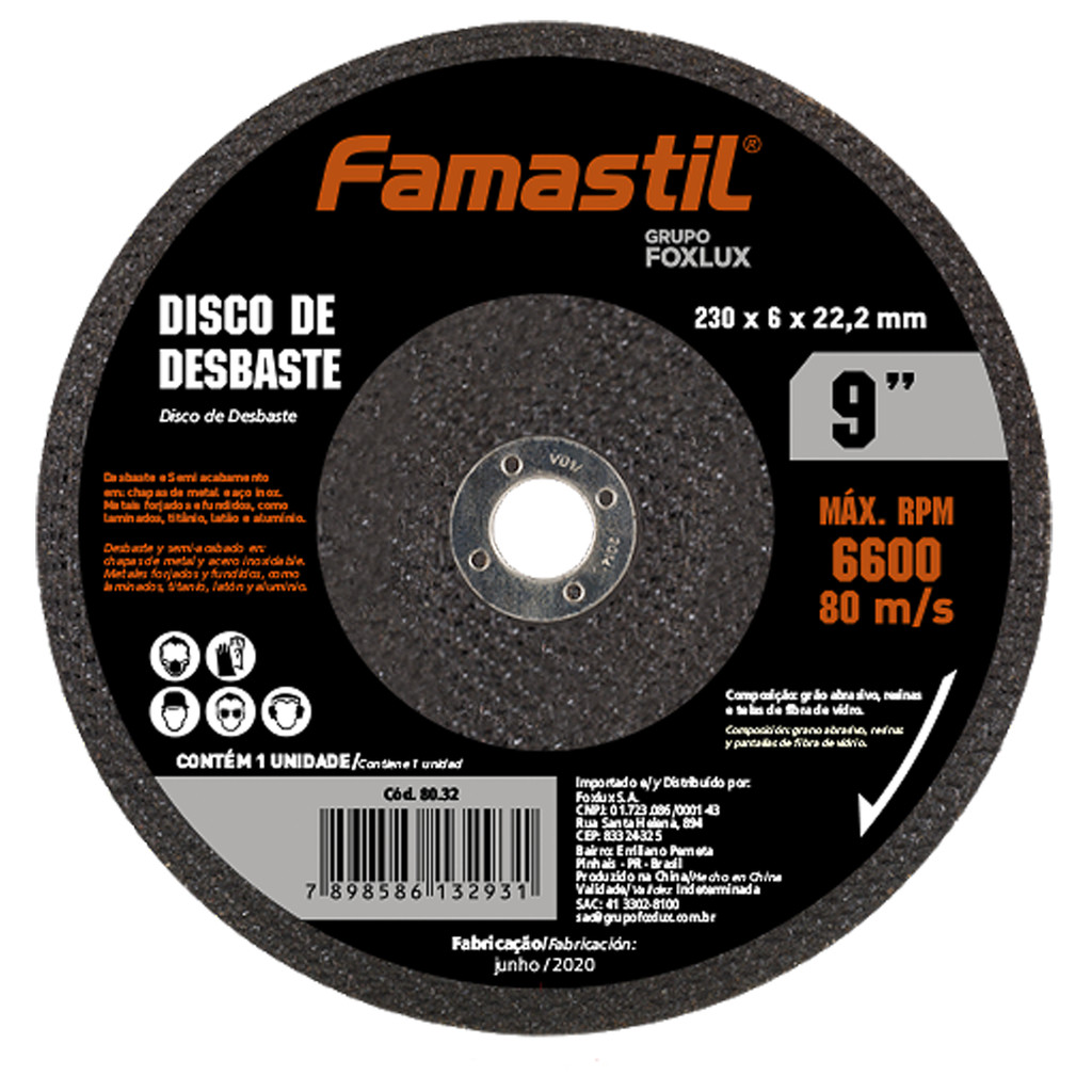 Disco de Desbaste Famastil 9" 230x6x22mm | Desbaste eficiente, alta resistência
