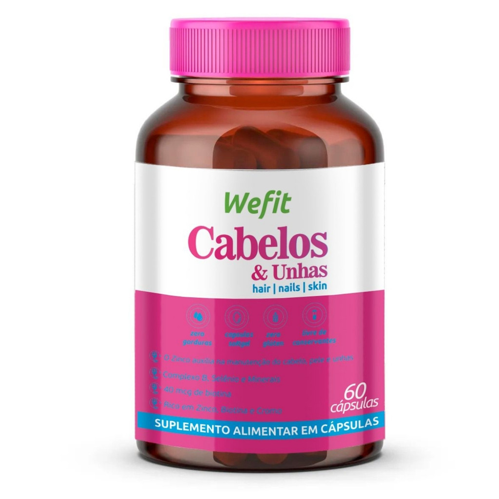 Cabelos e Unhas Pote Com 60 Cápsulas WeFit em Oferta na Shopee