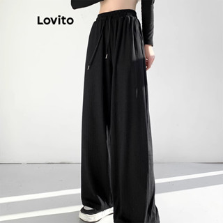 (Trendy) Lovito Calça Casual De Verão Com Cordão Para Mulheres L114AD073 em Oferta na Shopee