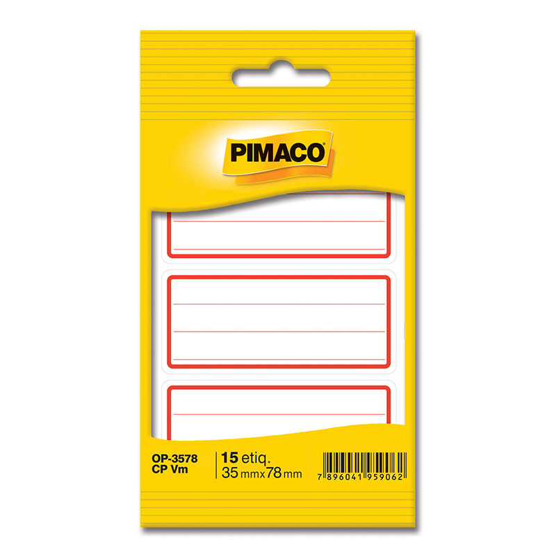 Etiqueta escolar com pauta e tarja vermelha OP3578 com 15 unidades Pimaco - Stationery