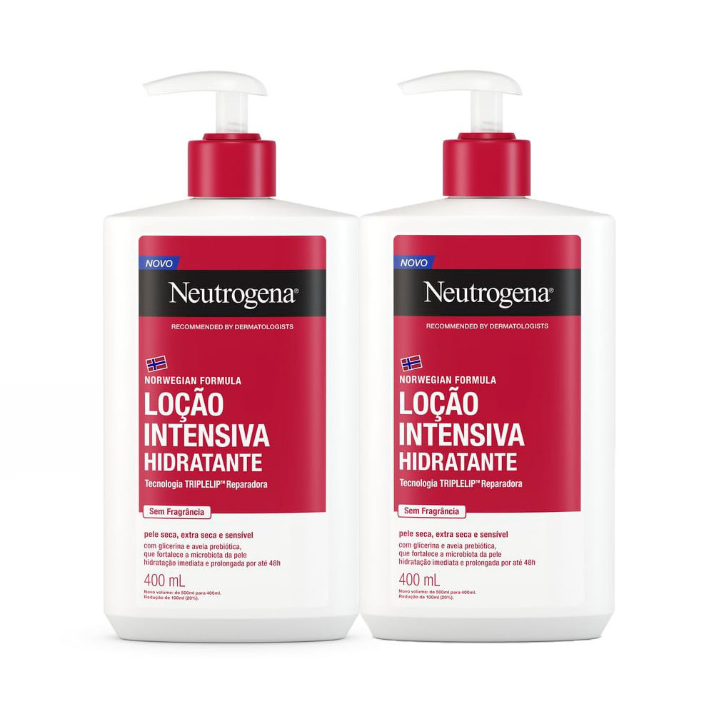 Kit 2 Hidratante Corporal Intensivo Neutrogena Norwegian sem fragrância 400mL - Beauty