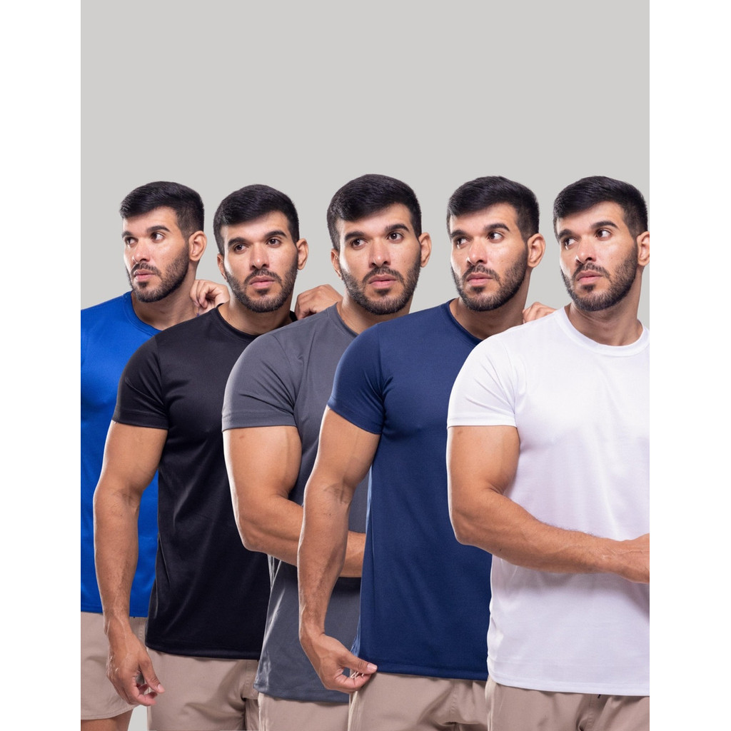 Kit 5 Camisetas Dry Fit Masculina Treino Corrida Academia Slim Antiodor Tecido Leve Rápida Secagem