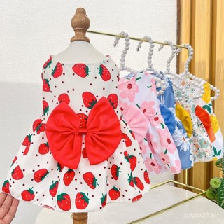 Vestido Floral de Princesa para Cão Shih Tzu Roupas de Verão Fofas para Gato e Cão LLWV